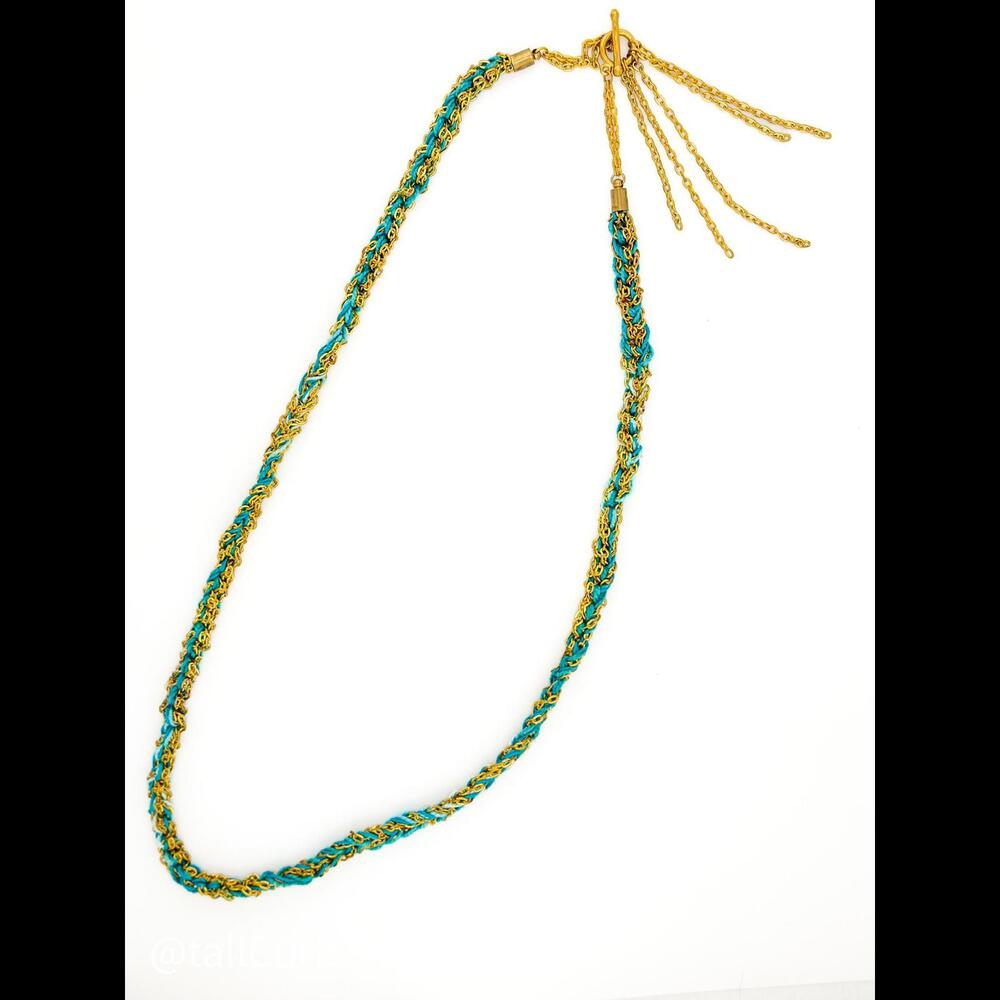 Noonday Collection Brass and Turquoise thread necklace
